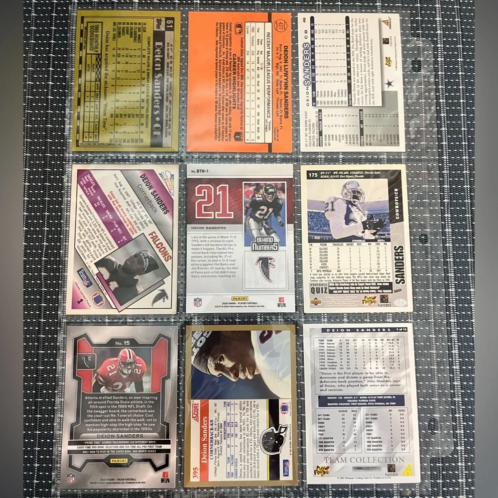 🏈 Deion Sanders NFL Football & Baseball Sports Traded Card Collection - Lot of 9